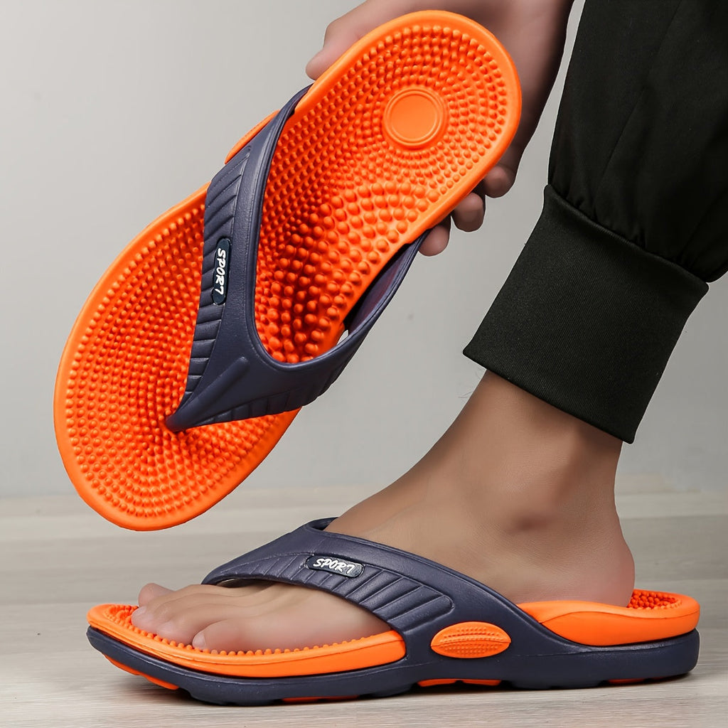 Acupressure Massage Flip-Flops - Arch Support, Shock-Absorbing & Non-Slip - Unisex Indoor, Outdoor & Beach Sandals - US 8–12 - Orange Red, Green, Red, Black, Khaki & Brown