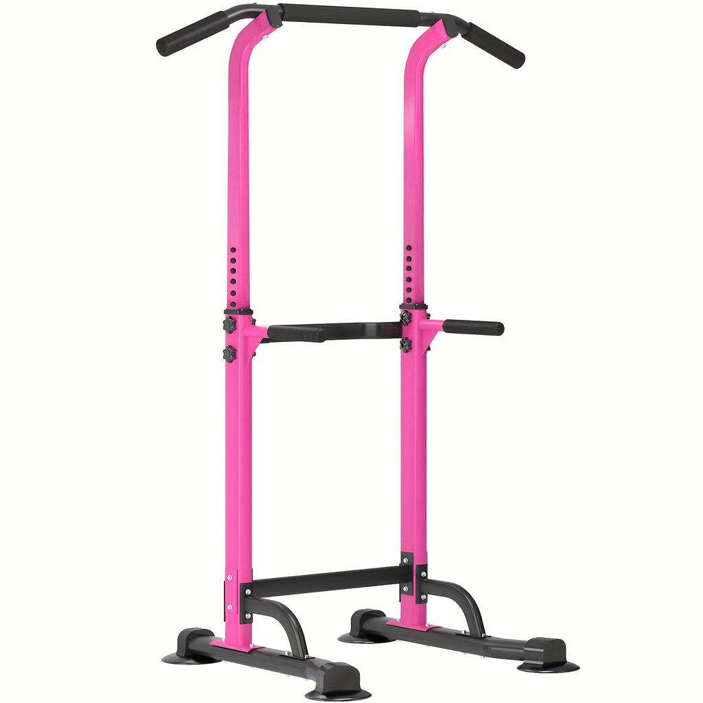Adjustable Power Tower Dip Station Pull Up Bar for Home Gym, 10 Height Levels 65-82.7 Inches, 330LBS Capacity, 6 Exercise Positions, Full Body Strength Training, Black/Red/Yellow/Blue/Pink/Orange