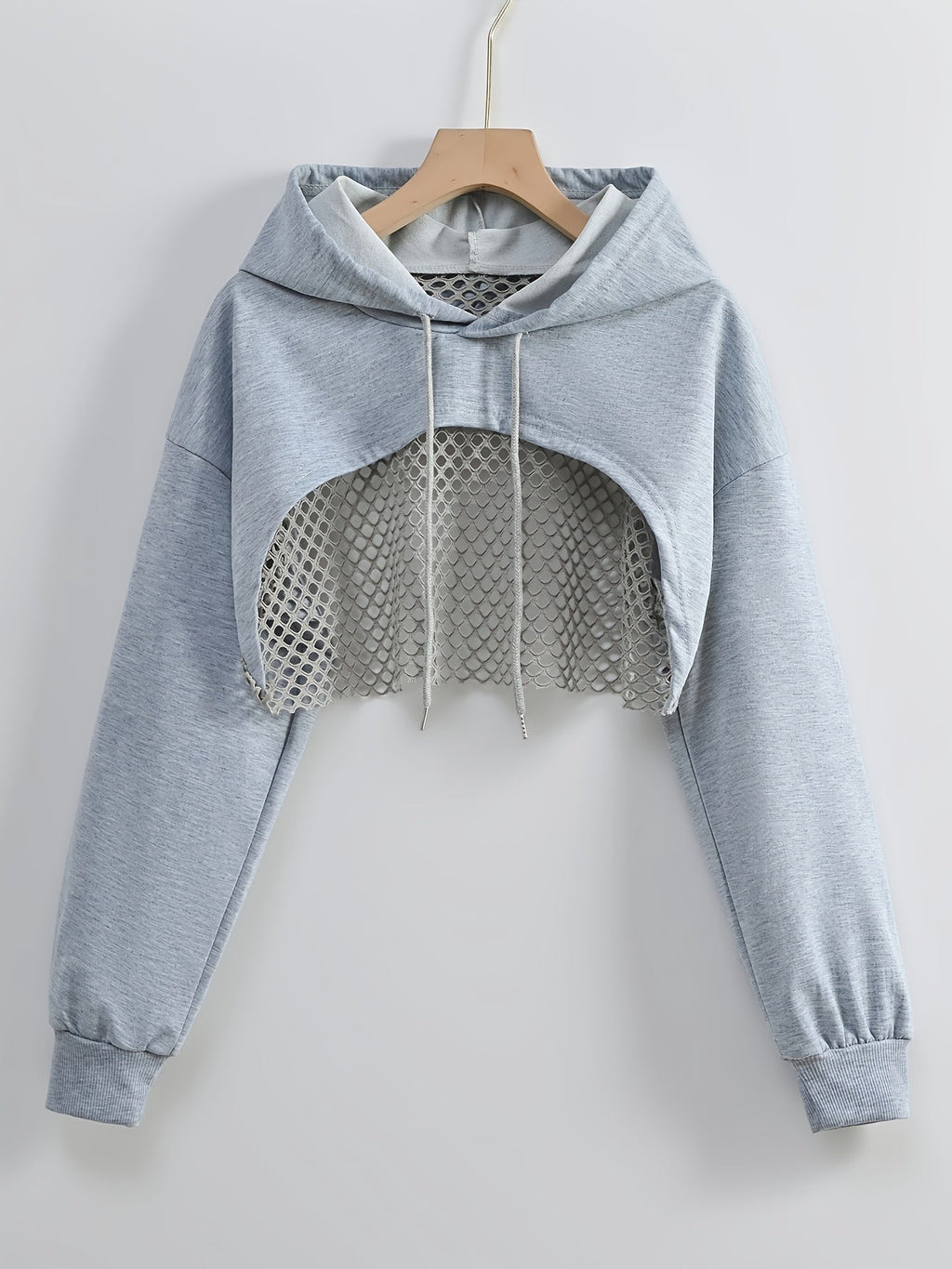 Women's Mesh Hoodie Solid Color American Street Style Sweet and Spicy Fashion Jacket Top Black White XS S M L XL XXL