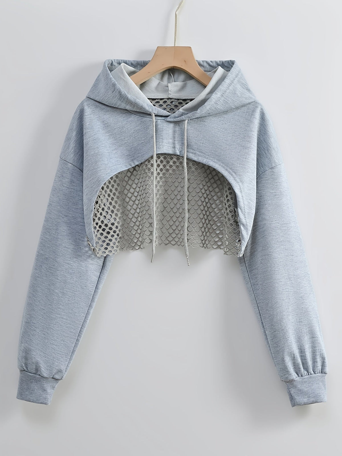 Women's Mesh Hoodie Solid Color American Street Style Sweet and Spicy Fashion Jacket Top Black White XS S M L XL XXL