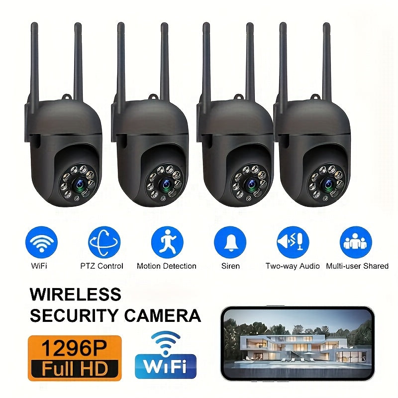 Indoor Security Camera 4-Pack 3MP Wireless – Cloud Storage, 2.4G/5G Dual-Band WiFi, AI Motion Detection, Two-Way Audio & Color Night Vision for Home Surveillance System