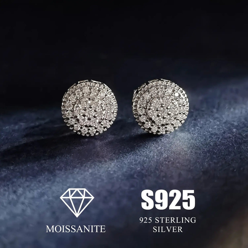925 Sterling Silver Moissanite Stud Earrings 0.43ct Round Full-Plate Minimalist Diamond Alternative Earrings for Women Elegant Luxury Daily Wear and Gift Jewelry for Christmas, Birthday, and Anniversary