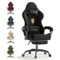 Velvet Fabric Gaming Chair with Footrest & Massage Lumbar Cushion – High Back Ergonomic Gamer Chair for Adults, Breathable Fire Embroidery Velvet, 5 Colors: Black Red Blue Gray Green Beige – Nova Mart