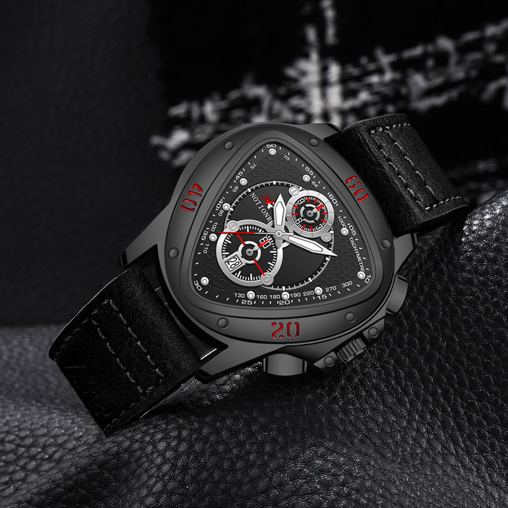 2pcs Men's Watch Set: Sports Triangle Dial Silicone Strap and Retro Square Dial Quartz Watch with Date Display, Casual Dress Watches for Valentine's Day or Father's Day Gift