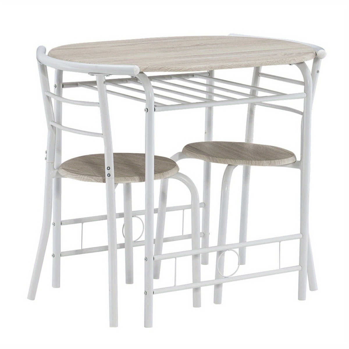 Bonnlo 3pcs Dining Set, Small Kitchen Table Set for 2, Breakfast Table Set, Kitchen Wooden Table and 2 Chairs for Small Space/ Dining Room/ Apartment/ Living Room/ Home Decor, Metal Frame Wine Rack