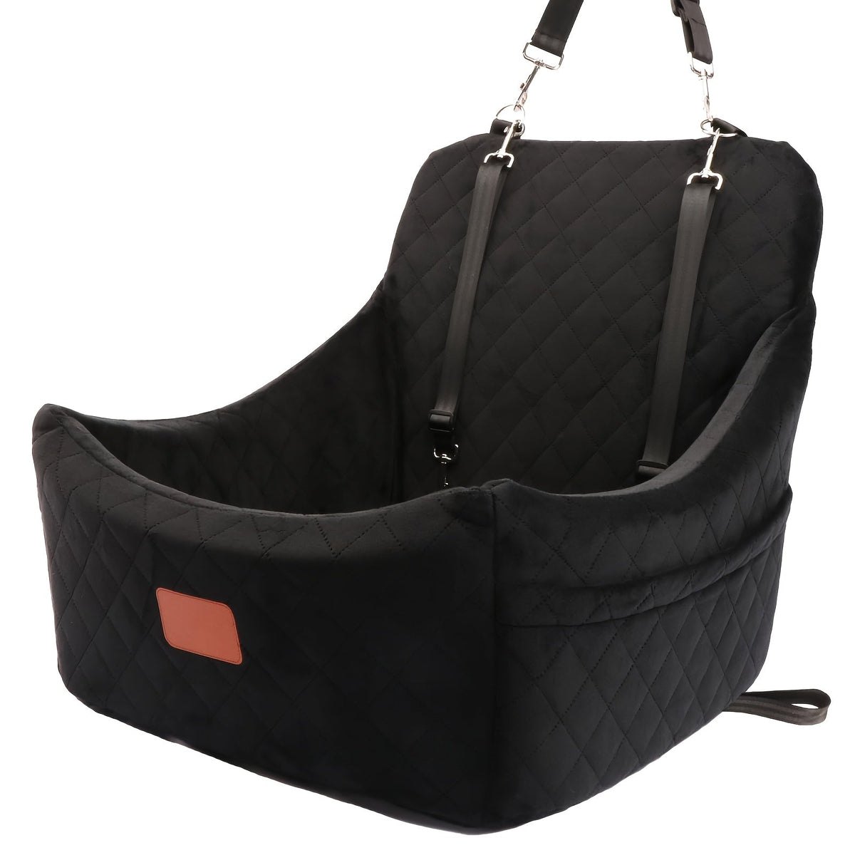 Dog Car Seat for Medium to Large Dogs – Washable Memory Foam Pet Travel Car Bed with Seat Belt Pass-Through, Adjustable Straps & 3-Point Installation, Gray, Black, Brown, All Black, Black-Gray