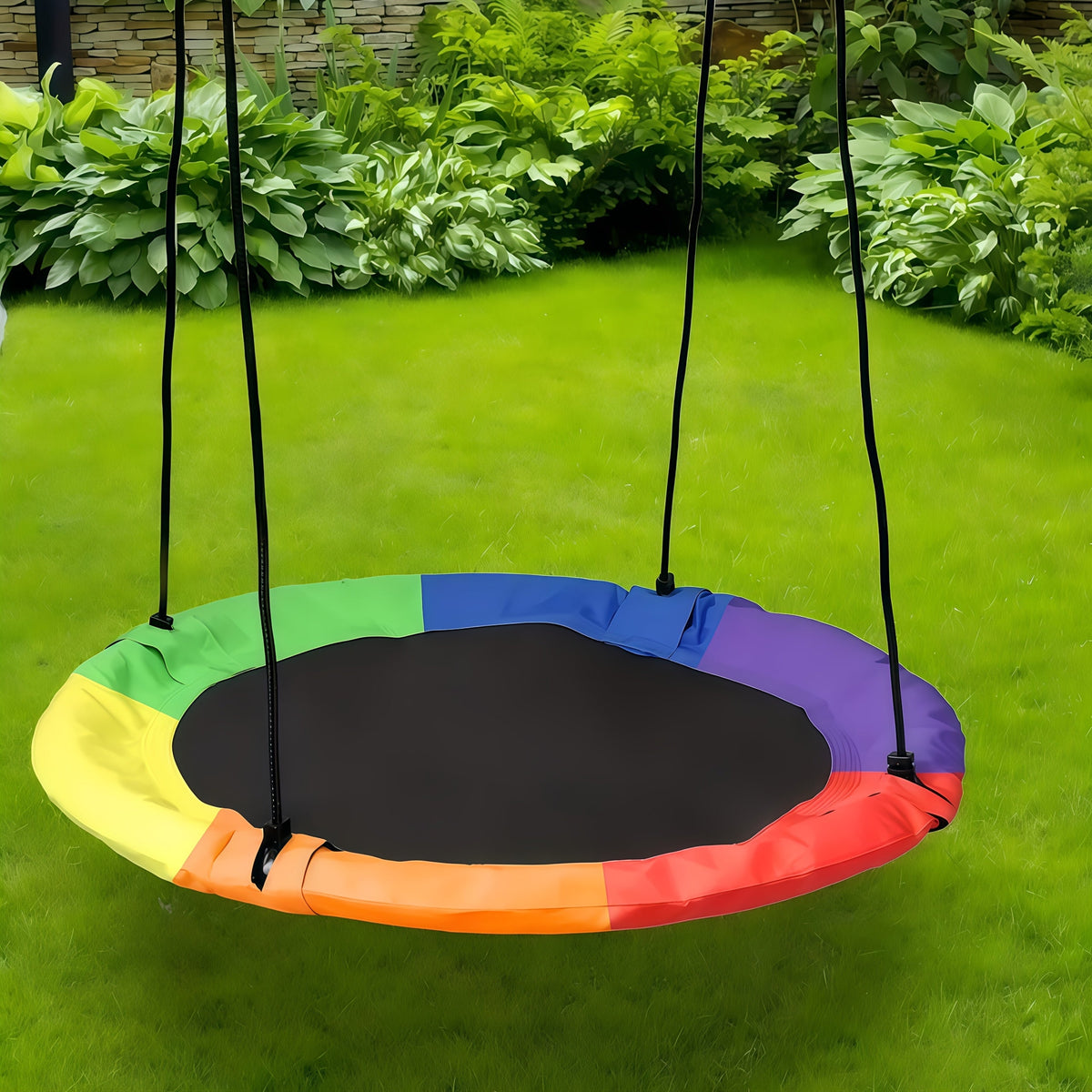40-Inch Outdoor Saucer Swing – 900 LB Capacity Disc Swing with 900D Waterproof Oxford Fabric & Hanging Strap, Kids & Adults Backyard Tree Swing, Patio Leisure Swing (Multicolor)