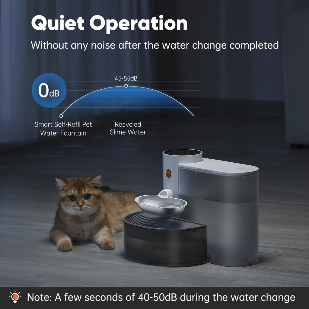 Smart Filterless Stainless Steel Cat Water Fountain 3.5L - Self-Refilling Tipping Fountain with Wastewater Separation, Always Fresh Water, 118.4oz Ultra-Silent Plug-and-Play Pet Water Dispenser for Cats
