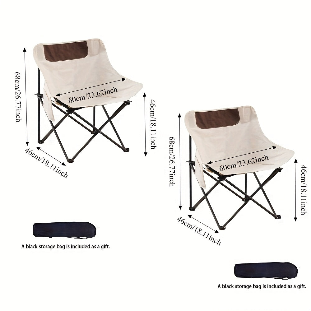 Portable Folding Moon Chair and Table Set, 2/3/5 Pieces, with Storage Bag for Beach, Camping, Fishing, Family BBQ, Picnic, Outdoor Hiking, Courtyard, Black/White