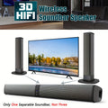 2-in-1 Detachable Soundbar - 20W, Bluetooth/TF/AUX/FM/RCA/TWS, Wireless Flat & Wired Tower Modes, Volume Control - TV, PC, Gaming & Projectors - Black