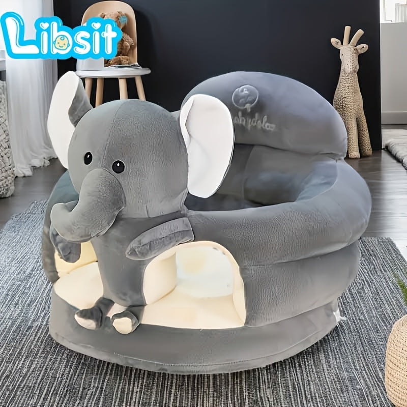 Baby Sit-Me-Up Floor Seat, Cute Plush Infant Sitting Support Chair for Learning to Sit & Feeding, Comfortable Baby Sofa Floor Seat for Babies 4+ Months, Machine Washable, Green & Rose