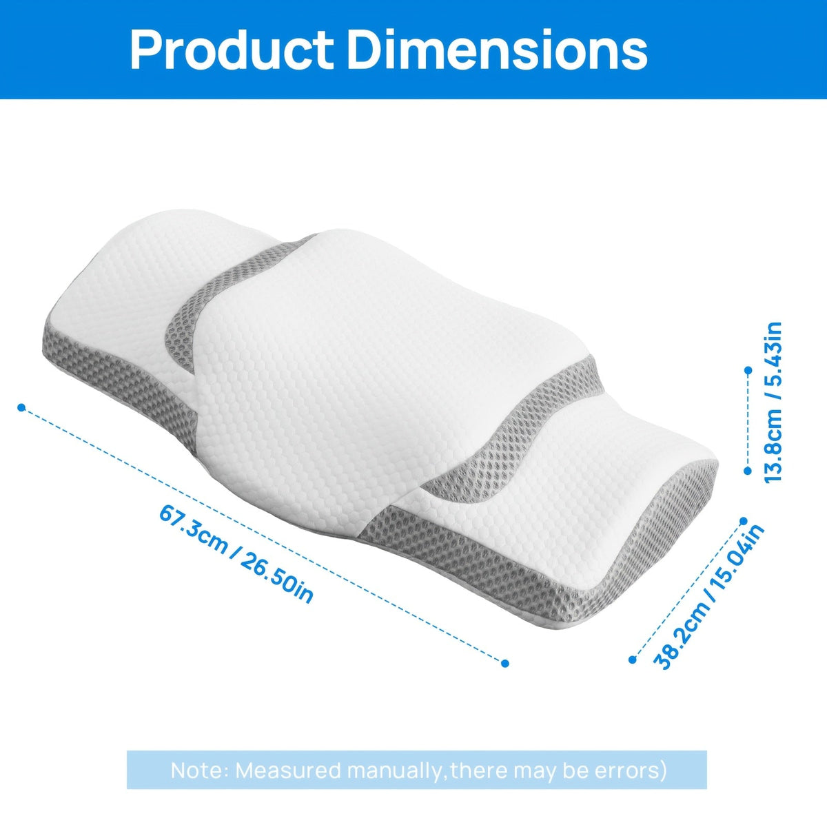 Cervical Neck Pillow, Memory Foam Ergonomic Contour Pillow for Neck Pain Relief, Cooling Pillowcase Included, Orthopedic Bed Pillow for Side, Back, and Stomach Sleepers, Shoulder & Spine Support Sleep Pillow