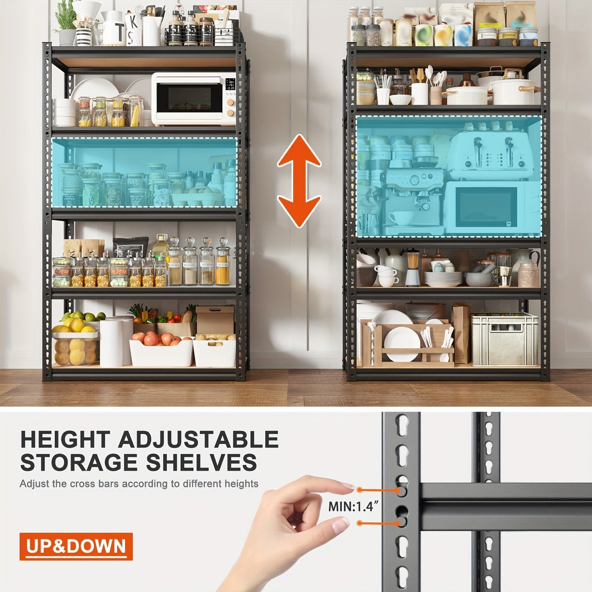 Heavy Duty Metal Shelving Unit, 72-Inch 5-Tier Adjustable Garage Storage Shelf, 3000LBS Capacity Carbon Steel Rack for Garage, Basement, Warehouse, Pantry, Office