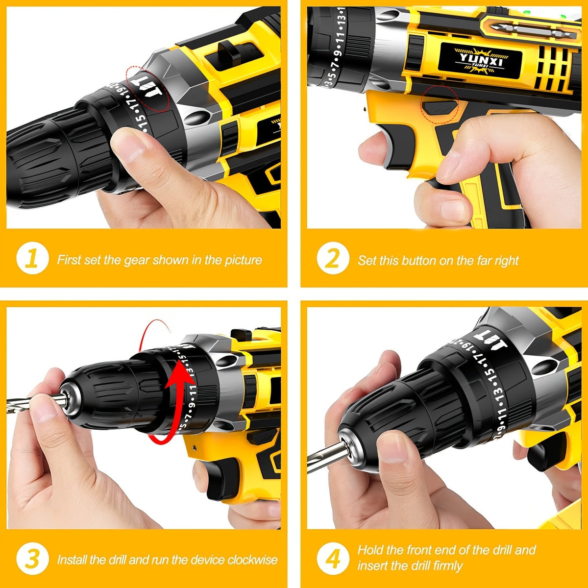 21V Cordless Impact Drill Set, 2.0Ah Battery & Fast Charger with Work Light, Variable Speed & Torque Adjustment, Electric Screwdriver Combo – Optional Storage Box for Car & Home Repair, DIY Men's Gift