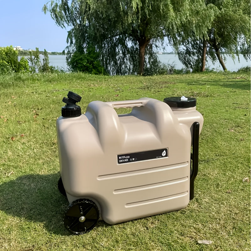7.4 Gallon Portable Water Tank with Wheels - Large Capacity Durable PE Square Water Container for Camping, Hiking & Picnics - Khaki, Green, White & Black