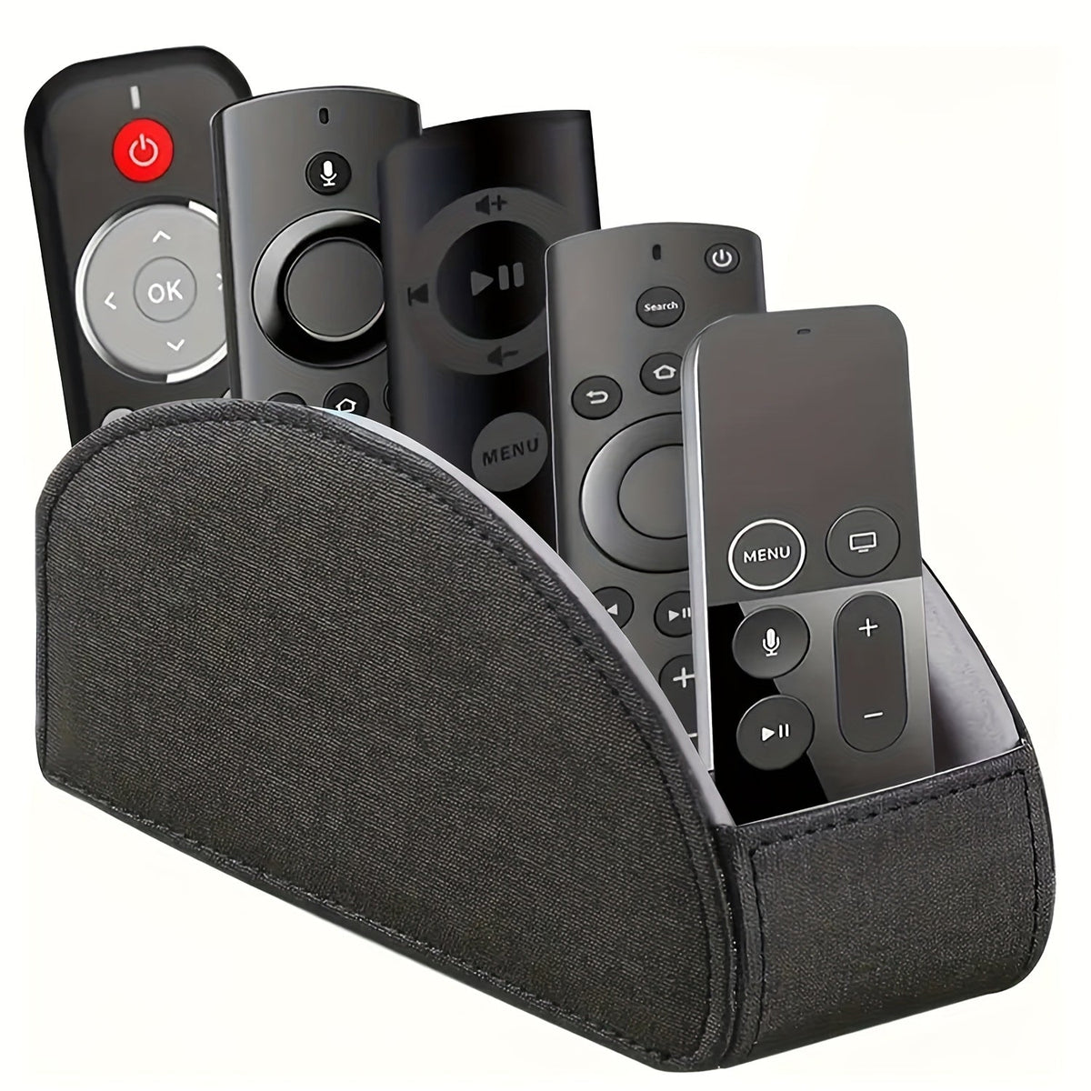 Remote Control Holder with 5 Compartments, Faux Leather Desktop Organizer Caddy for Living Room, Holds TV Remotes, Pens, Eyeglasses, Makeup Brushes, and Office Stationery, Home Decor Storage Box Accessory