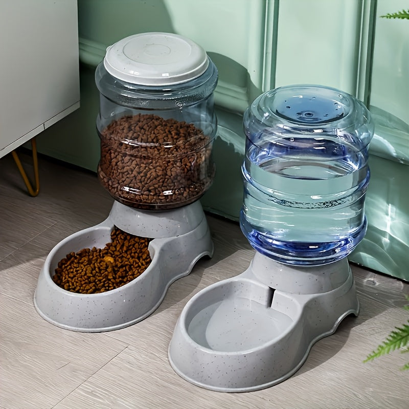 Automatic Gravity Dog Feeder and Water Dispenser 1 Gallon 3.8L - No Batteries Required, Durable PP Material, Suitable for Cats and Small to Medium-Sized Pets, Hands-Free Gravity Feeding Station, Perfect Gift