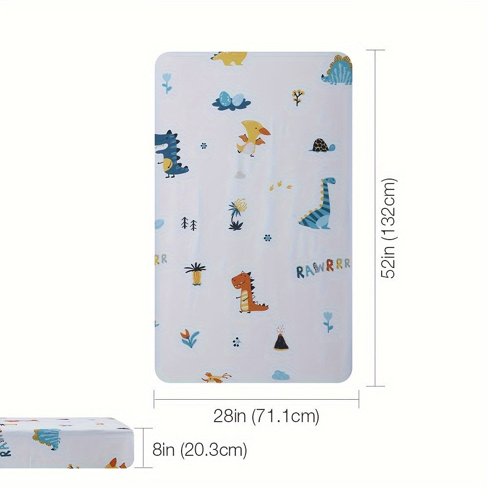 BEEWEED Soft Polyester Crib Fitted Sheet, Cute Crocodile Animal Print Baby Mattress Cover for Boys & Girls, Hand Washable Nursery Bedding for Infants, Crocodile