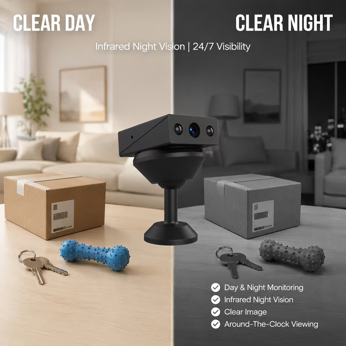1080P Mini Wireless Security Camera – Night Vision, Motion Detection, Built-in AP Hotspot, No Internet Required, Voice Recording, Cloud Storage, Easy Installation for Home, Garage, Baby & Pet Monitoring