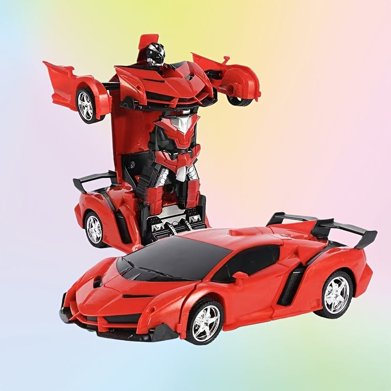 Transforming RC Stunt Car 360-Degree Drift Robot, One-Button Deformation, LED Lights, 2.4GHz Remote Control, 45M Range, Gift for Kids Ages 3+, Red Yellow Blue