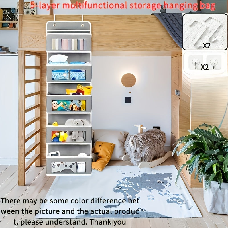 5-Tier Over Door Hanging Storage Rack Organizer for Kitchen Bathroom Bedroom Closet Pantry – Space Saving Shelf
