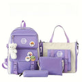 5-Piece Girls' School Backpack Set: Cute, Lightweight Daypack with Tote Bag, Pencil Case & Coin Purse - Durable Student Backpack for School, Hiking & Casual Use