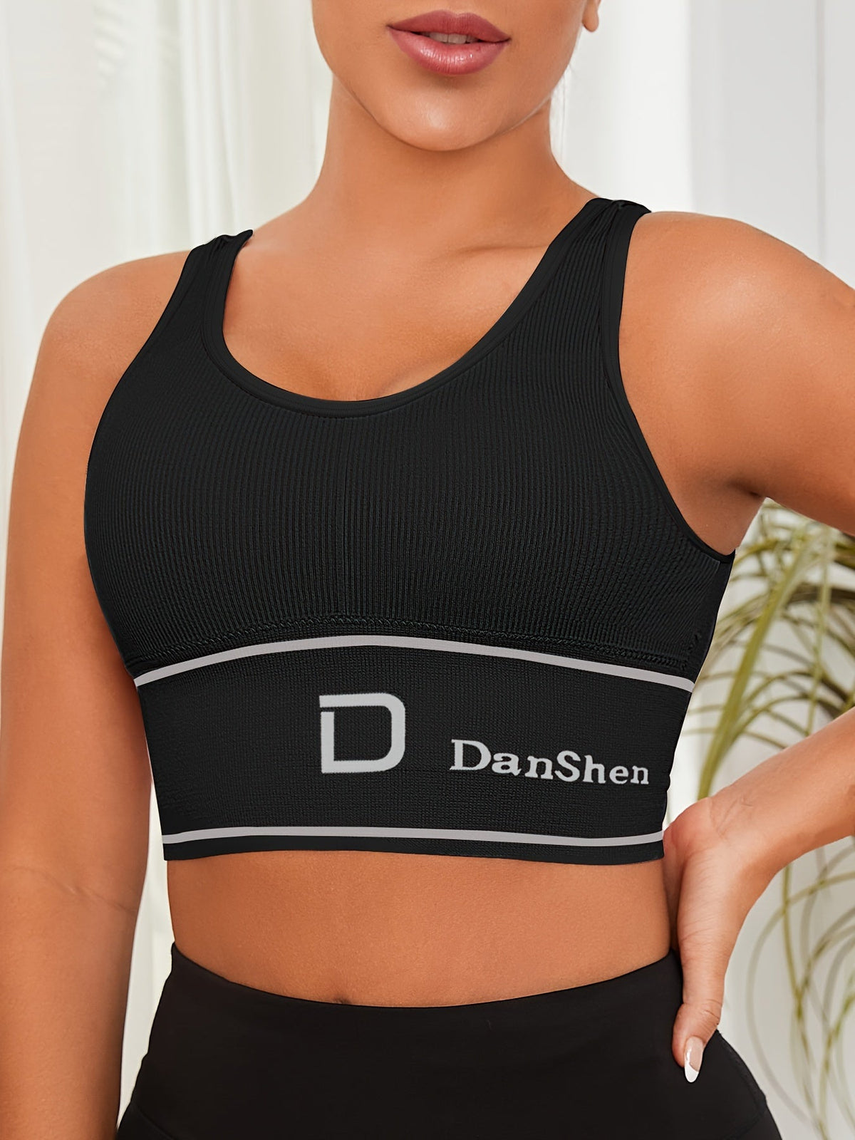5pcs Wireless Sports Bra Set – Full Coverage High Elasticity Nylon Bra for Yoga, Running, and Gym, Breathable and Machine Washable, Mixed Colors, DANSHEER Print, Women's Activewear Bra Pack