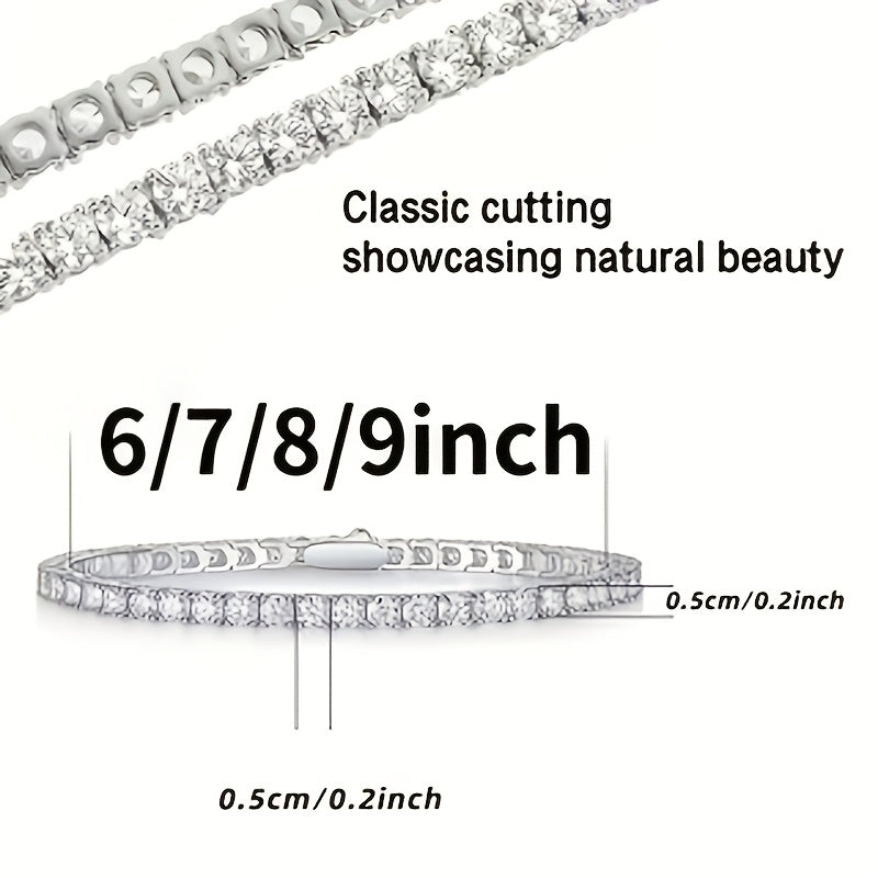 925 Sterling Silver Tennis Bracelet with Lab-Grown Cubic Zirconia – Round Cut, Unisex for Women & Men, 5 Sizes 6.5 to 8.5 Inches – Elegant Jewelry Gift
