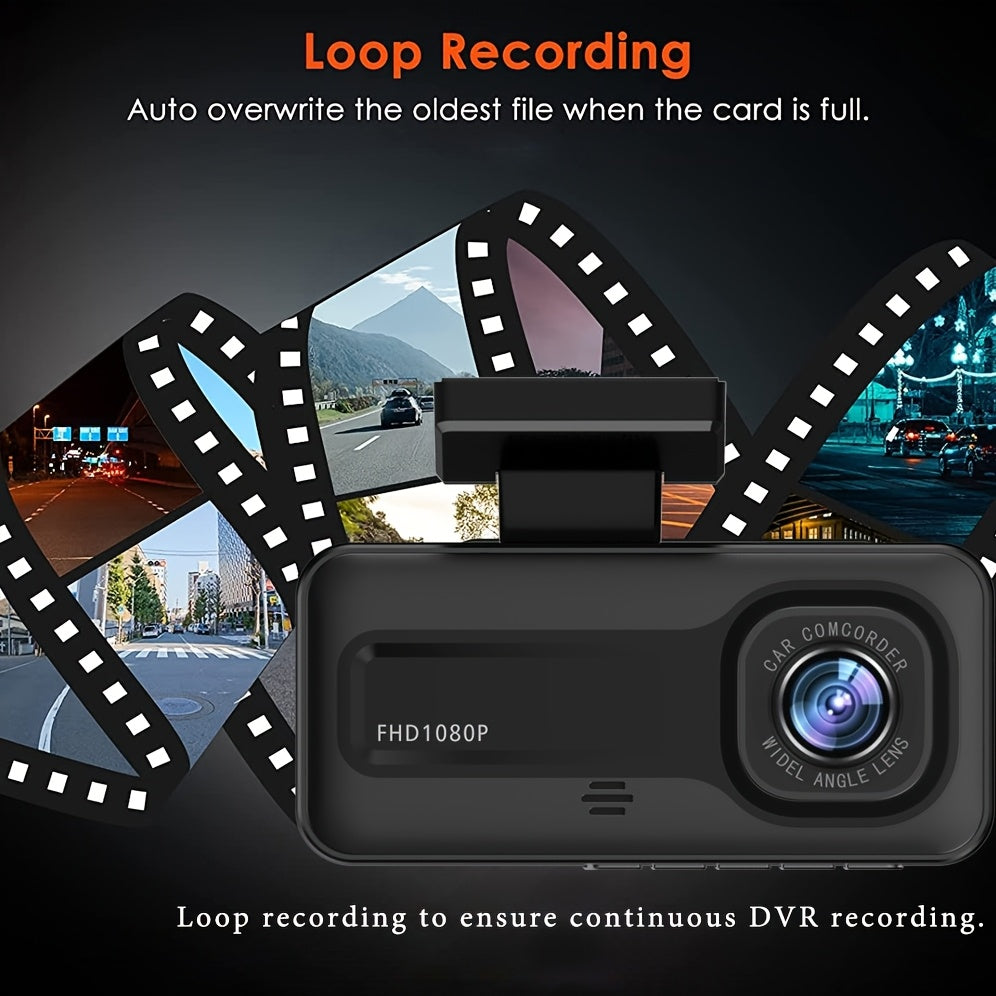 3-Channel Dash Cam Front, Rear & Inside 1080P+1080P+1440P – Free 64GB SD Card, Super Night Vision, Loop Recording, G-Sensor, Motion Detection & 24-Hour Parking Mode