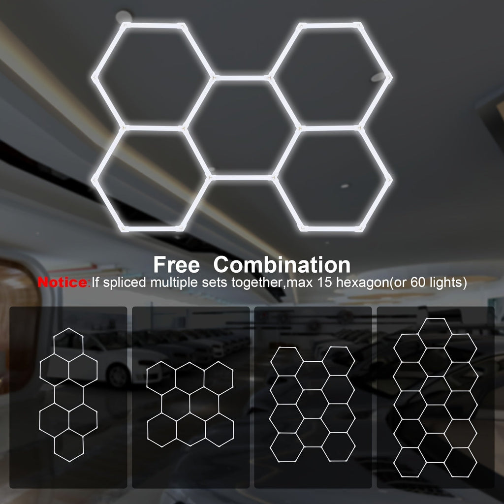 Hexagon LED Garage Light 26400LM Super Bright 25-Pack Ceiling Shop Light for Garage Workshop Warehouse Gym Basement & Car Detailing – Updated Bigger Size, Linkable, Energy Efficient