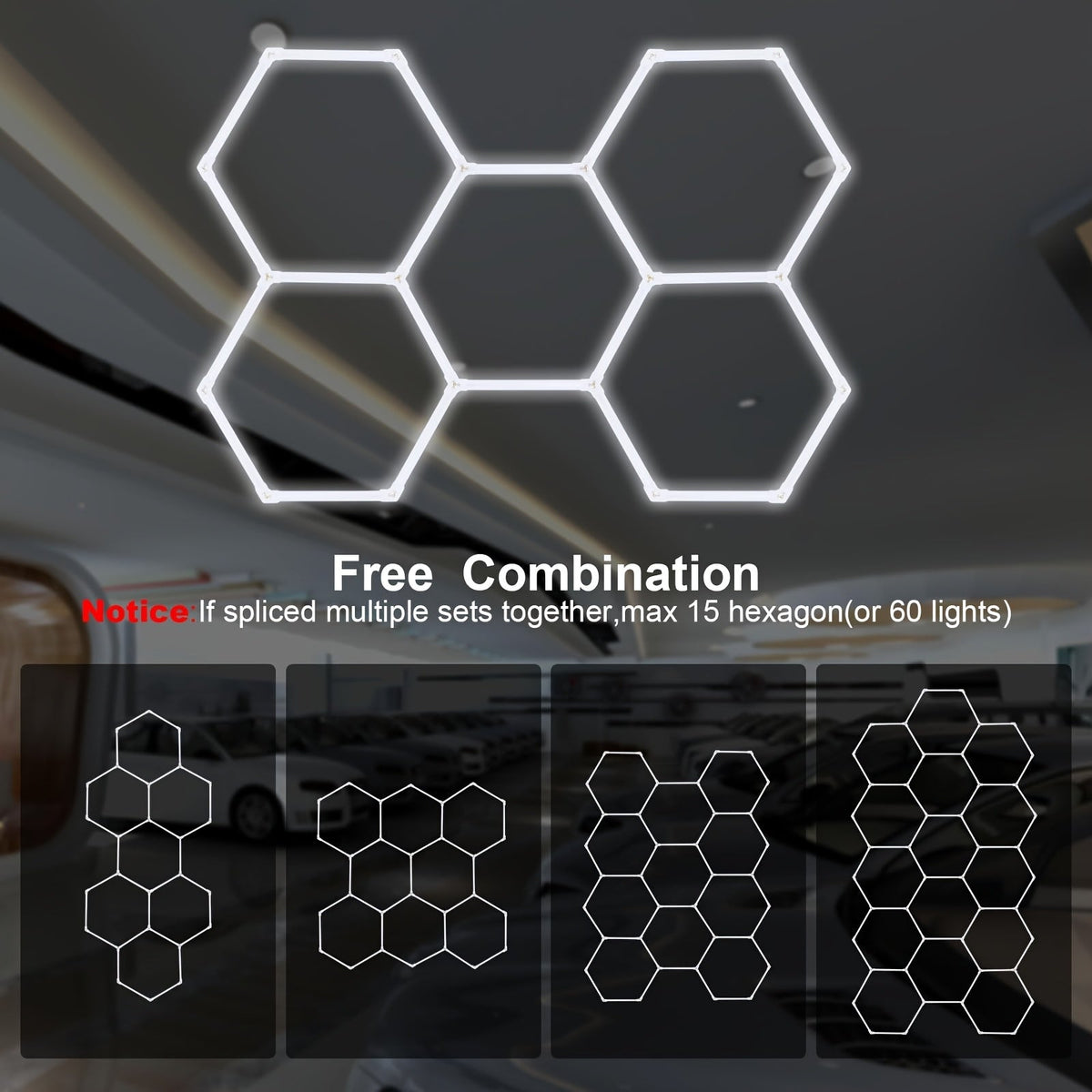Hexagon LED Garage Light 26400LM Super Bright 25-Pack Ceiling Shop Light for Garage Workshop Warehouse Gym Basement & Car Detailing – Updated Bigger Size, Linkable, Energy Efficient
