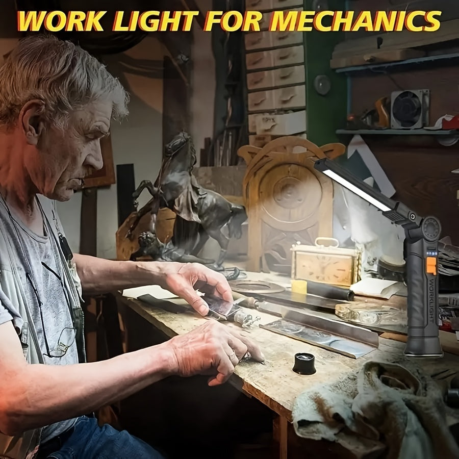 Rechargeable COB LED Work Light with Magnetic Base – 1000 Lumen Portable Camping Flashlight, 5 Modes, USB-C, Hanging Lamp for Garage, Yard, Emergency, and Outdoor Use, 2/3/4 Pack