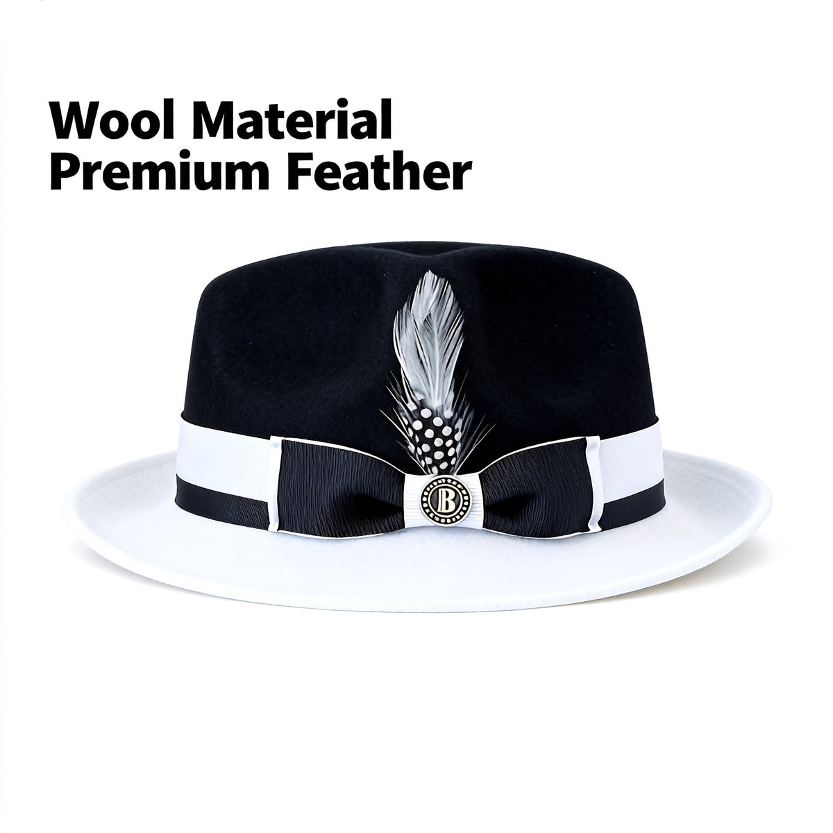 Men's Vintage British Gentleman Top Hat – Cashmere Wool Blend Adjustable 57-60cm, Classic Fall Winter Dress Hat in Black, White, Red, and Yellow, Stylish Gift for Men's Birthdays and Holidays