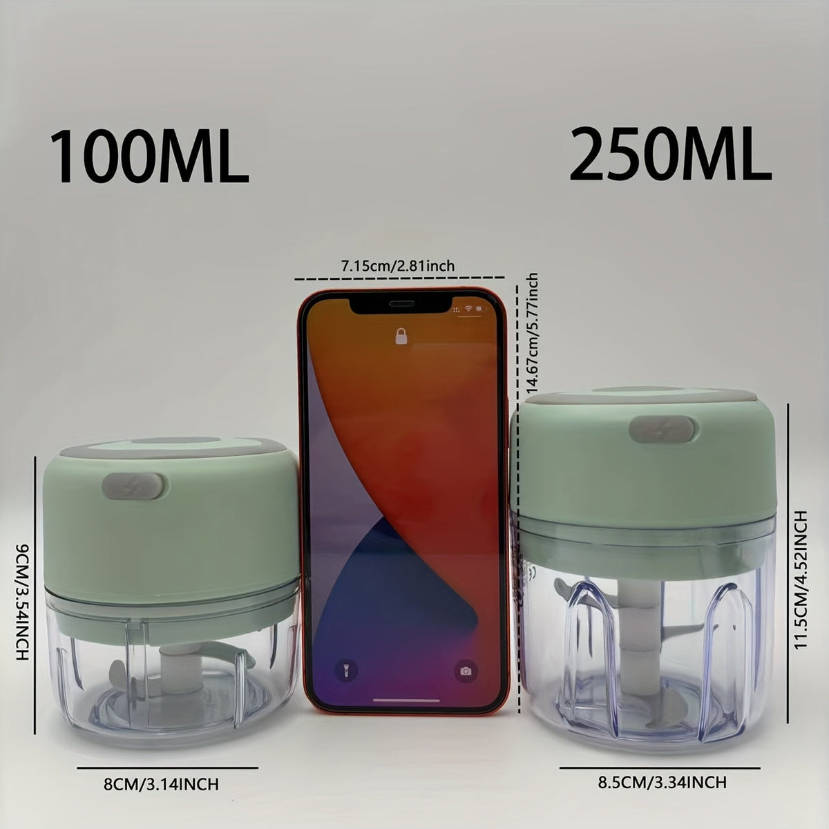 Electric Food Chopper 250ml (8.45oz) - 3 Blades for Chopping, Grinding, Mincing & Whisking - 30W Compact Mini Food Processor - Green, White & Pink