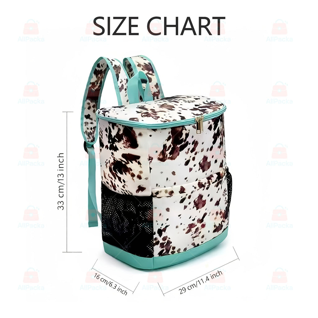 Insulated Cooler Backpack 30-Can Leopard Print with Mesh Pockets & Adjustable Straps - Leakproof Nylon Cooler Bag for Beach, Camping, Picnic, Hiking, Travel, and Daily Use