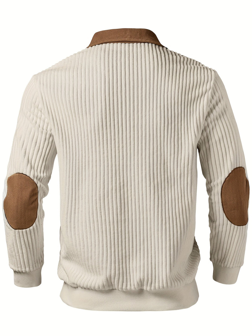Men's Color-Block Stand Collar Pullover – Thick Warm Long Sleeve Zip Detail Casual Sweatshirt for Daily Fashion & Commuting in White Apricot Black & Khaki Green S–XXL