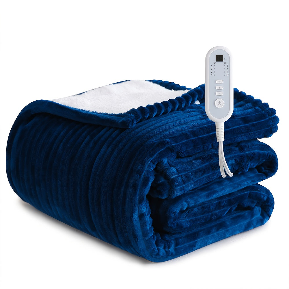 Electric Heated Blanket, Flannel, Extra Large, 8 Temperature Levels, 10-Hour Auto-Off, PTC+NTC Overheat Protection, Machine Washable – Available in Throw, Twin, Full, Queen, and King Sizes