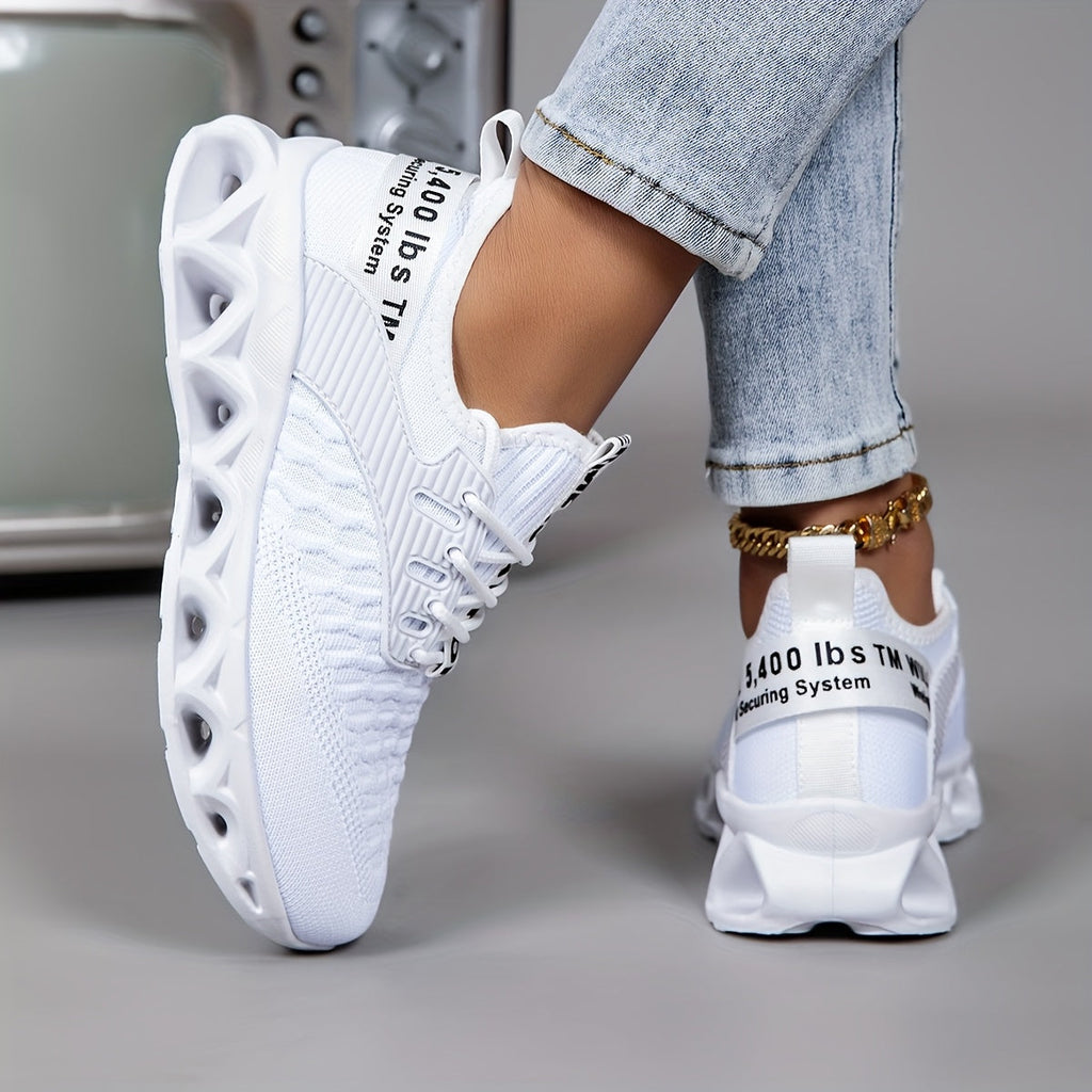 Women's Lightweight Breathable Mesh Thick-Sole Lace-Up Sneakers - Slip-On Casual Walking, Running, and Tennis Shoes, Available in 7 Colors, Sizes US 6-12.5, Trendy Versatile Workout Footwear