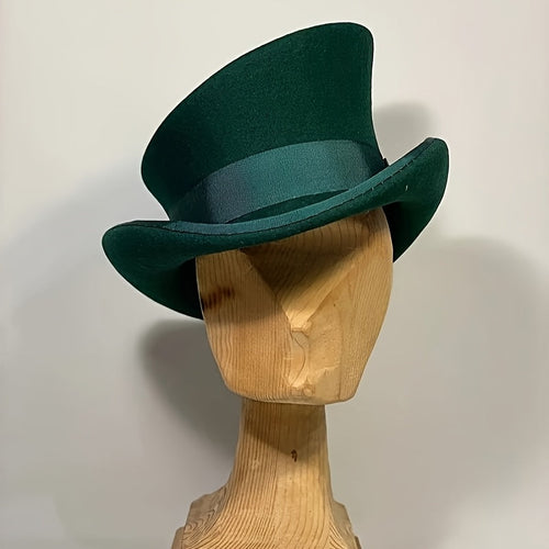 100% Wool Felt Fedora Hat with Ribbon for Women & Men – Adjustable Asymmetrical Top Hat for Church, Parties, and Weddings, Elegant Fashion Headwear in 10 Colors, Perfect Christmas Gift