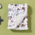 Double-Layer Baby & Kids Blanket with Cute Animal Prints, Soft Thick Polyester Throw for Infants & Toddlers, Machine Washable Spring Autumn Blanket for Boys & Girls, Baby Shower Gift