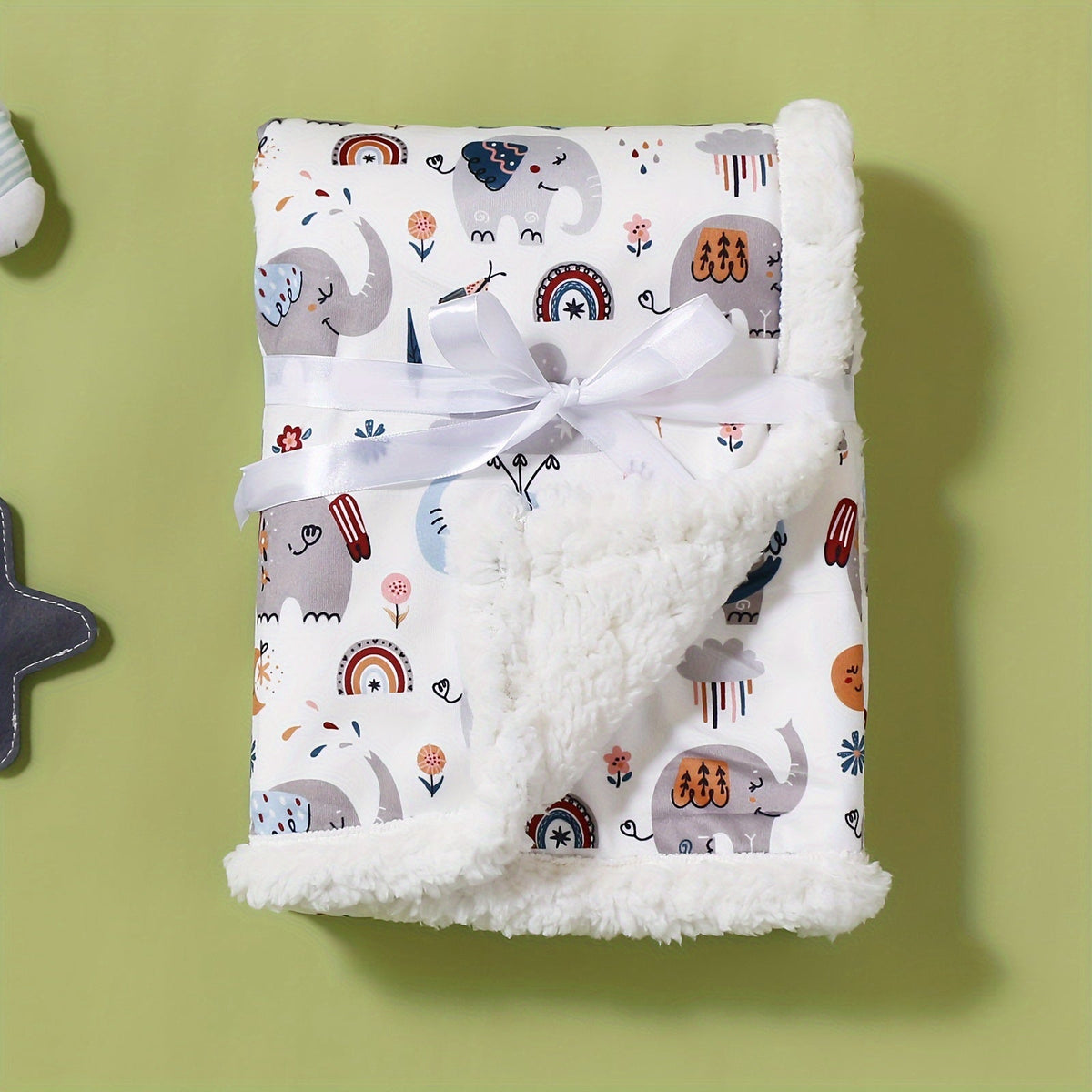 Double-Layer Baby & Kids Blanket with Cute Animal Prints, Soft Thick Polyester Throw for Infants & Toddlers, Machine Washable Spring Autumn Blanket for Boys & Girls, Baby Shower Gift