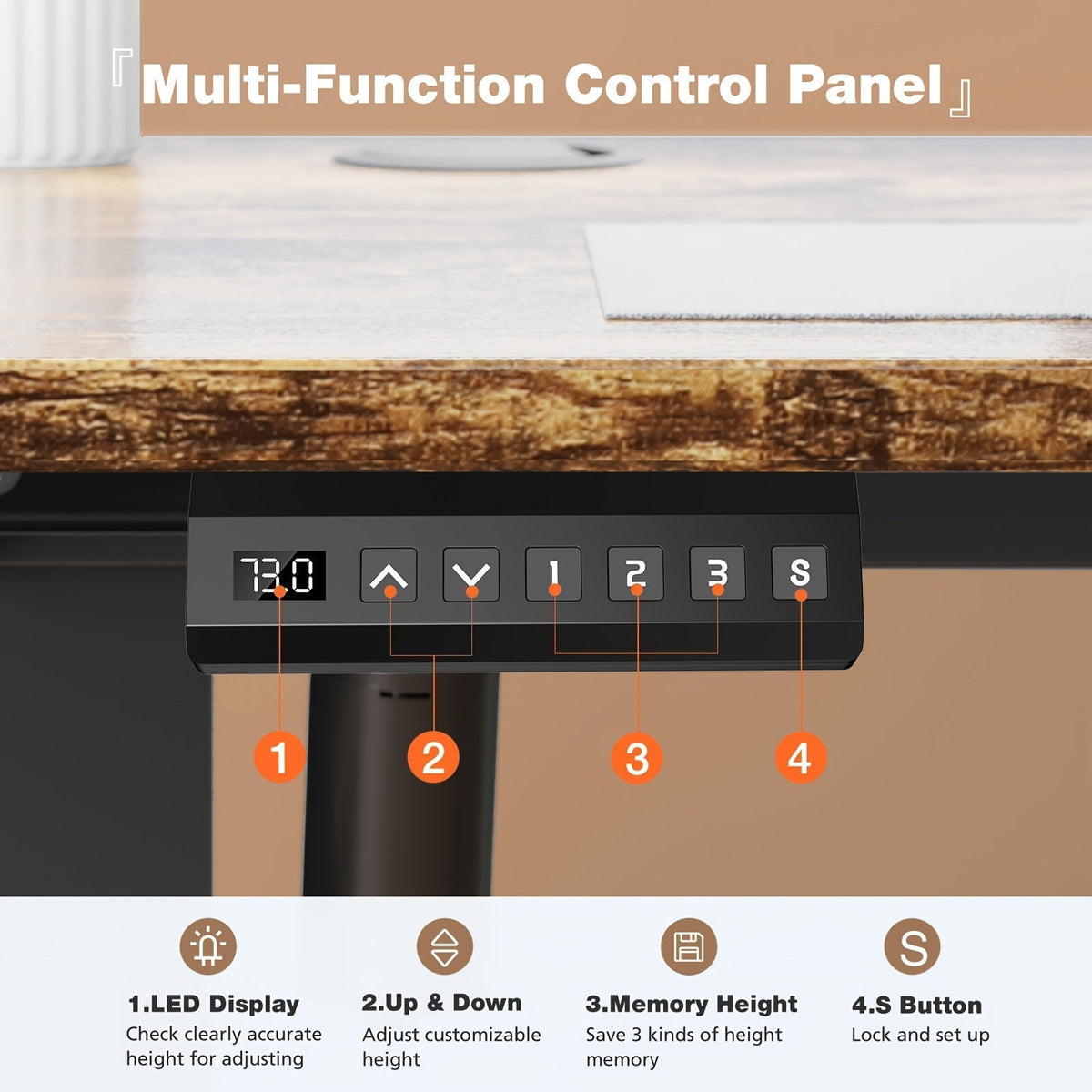 63-Inch Electric Standing Desk – Height-Adjustable Sit-Stand PC Workstation with Wood Desktop, Computer Table for Home Office, Bedroom, and Gaming Room, Suitable for Small Spaces