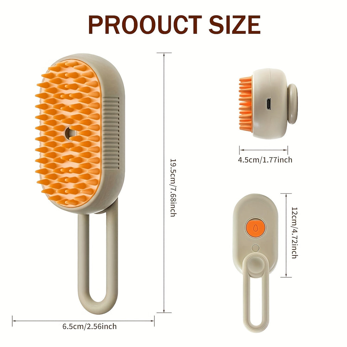3-in-1 Rechargeable Cat Steam Brush, Self-Cleaning Grooming Comb with Steaming Technology for Detangling and Shedding Removal, USB Rechargeable Pet Grooming Tool with Spray System