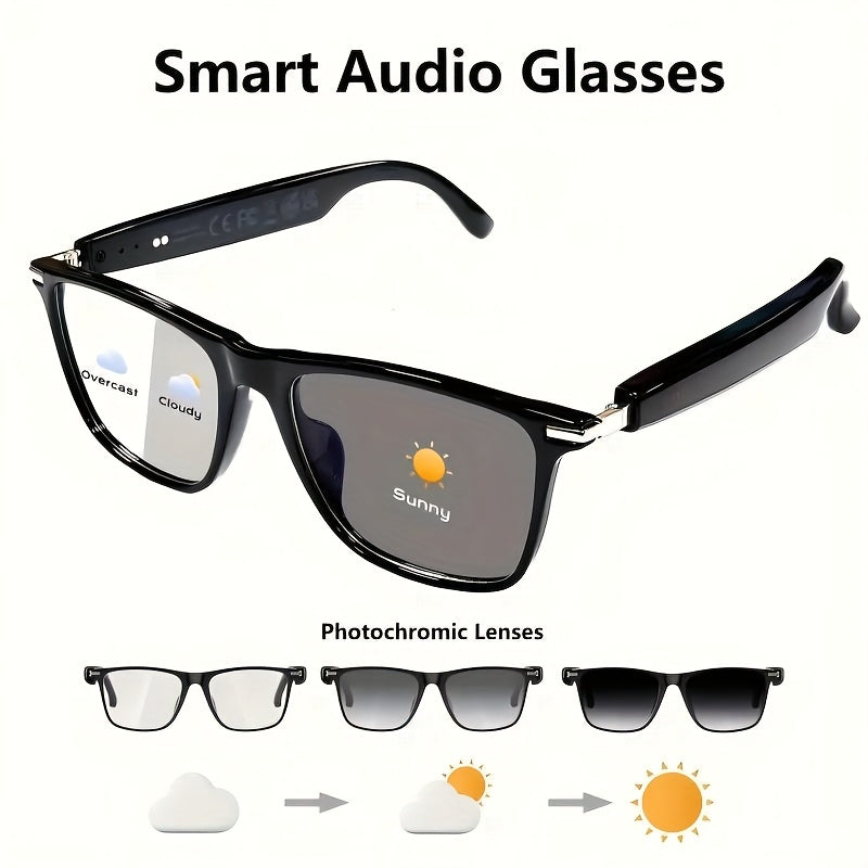 Smart Audio Glasses with Photochromic Auto-Tinting Lenses, Bluetooth Speaker, and Microphone – HD Voice Calls, HiFi Music, UV Protection, Wireless Smart Sunglasses for Sports, Driving, Fishing, and Daily Wear