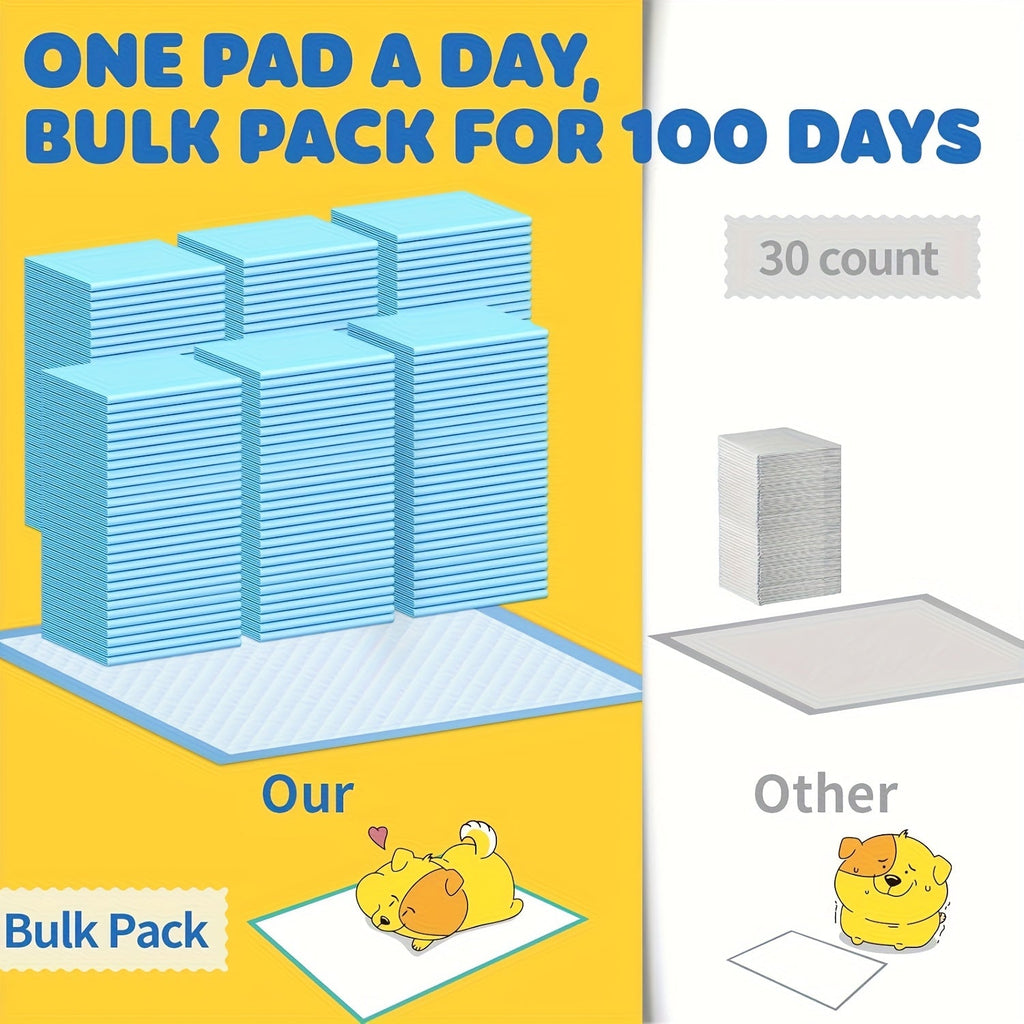 Ultra Absorbent Dog Potty Pads – 300% Thicker Leak-Proof Backing, 28"x34" & 24"x24" Sizes, 50-200 Pads Bulk Pack, for Home, Travel & Camping, Ideal for Active Dogs & Puppies