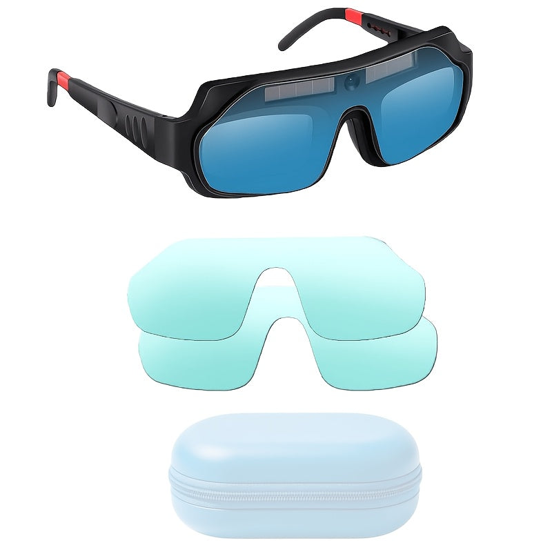 Auto-Darkening Welding Goggles, True Color Lens Anti-Glare Safety Welding Glasses for TIG MIG MMA Plasma, Lightweight Photochromic Welder Glasses with Flame-Retardant Frame & Elastic Headband