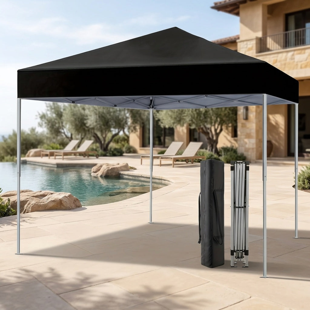 10x10 Pop Up Canopy Tent, UPF 50+ Heavy-Duty Steel Frame, 3 Height Settings, Waterproof Instant Canopy with Carry Bag for Backyard, Patio, Beach, Camping, Party, Market - Space Gray, Black, Blue, Red, Dark Gray, Forest Green