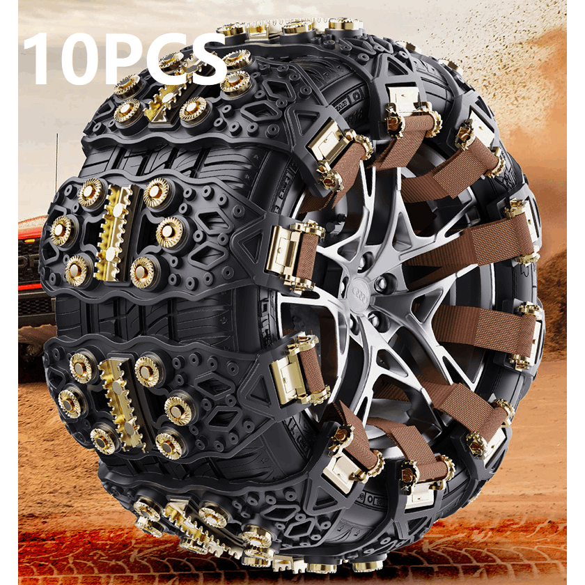 10-Pack Universal Anti-Slip Snow Tire Chains – Anti-Slip Studs for Snow, Ice, Mud & Sand, Easy Install & Removal, Fits Tire Width 165–265mm, for 4x4, ATV, UTV, SUV, Truck & Pickup, Yellow or Black – Nova Mart