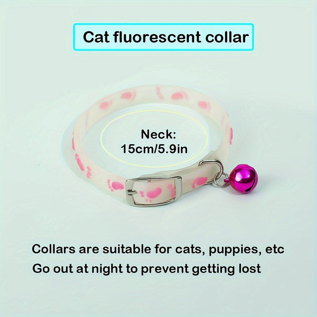 4-Pack Glow in the Dark Cat Collars with Bell, Night Safety Reflective Glowing Collars for Outdoor Cats, Blacklight Reactive, Mixed Colors, One Size Fits Most