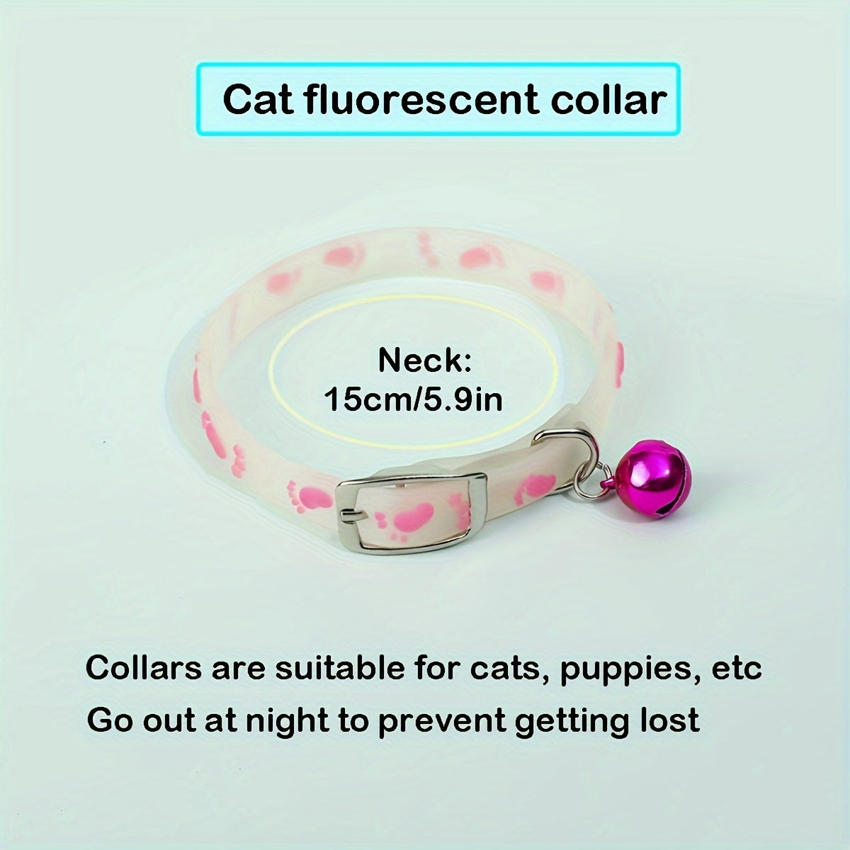 4-Pack Glow in the Dark Cat Collars with Bell, Night Safety Reflective Glowing Collars for Outdoor Cats, Blacklight Reactive, Mixed Colors, One Size Fits Most
